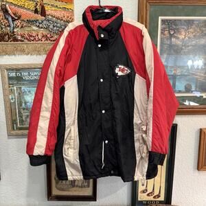 Vintage 90s Red & Black Kansas‎ City Chiefs Men's Winter Football Jacket Size XL